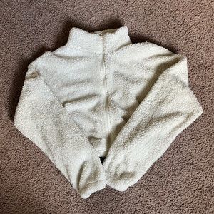 SHEIN cropped fuzzy zip up